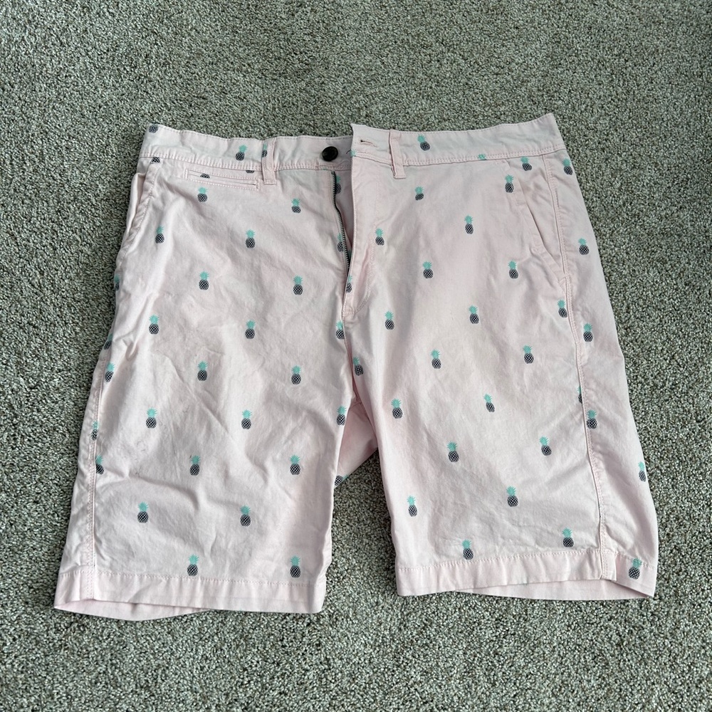 Free planet light pink pineapple print shorts men’s size 34 teal green black L